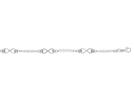 Sterling Silver Link Chain And Infinity Charms Women s Bracelet, 7.25  Online