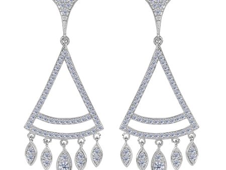 Sterling Silver And Cubic Zirconia Triangle Shaped Chandelier Earrings Online Hot Sale