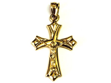 14k Yellow Gold Cross And Crucifix Pendant on Sale