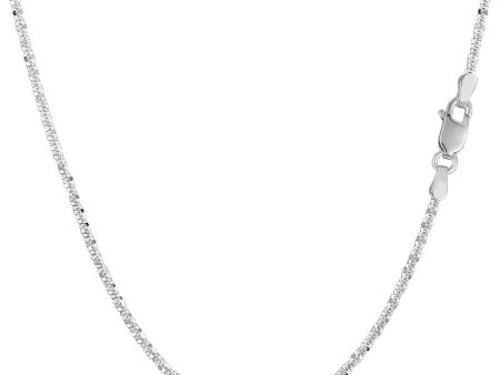 10k White Gold Sparkle Chain Bracelet, 1.5mm, 10  on Sale