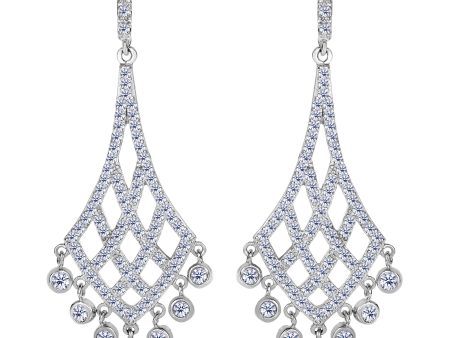 Sterling Silver And Cubic Zirconia Shaped Chandelier Drop Earrings Online