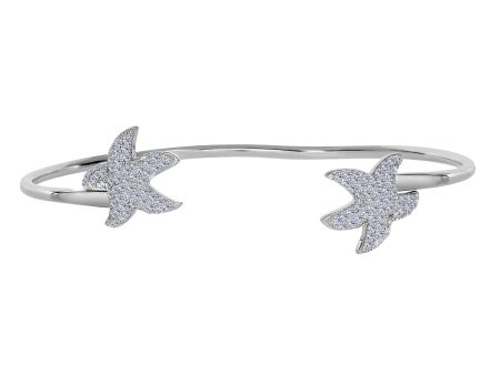 Sterling Silver Double CZ Starfish Ends Bracelet Cuff Online