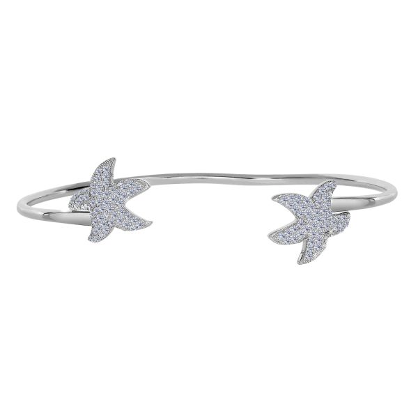 Sterling Silver Double CZ Starfish Ends Bracelet Cuff Online