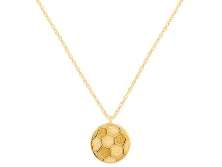 14K Yellow Gold Mini Soccer Ball Pendant Necklace, 16  To 18  Adjustable Cheap