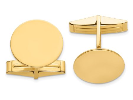 14k Real Gold Men s Circular Polished Cuff Links Online