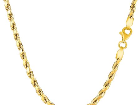 10k Yellow Solid Gold Diamond Cut Rope Chain Necklace, 3.5mm Online now