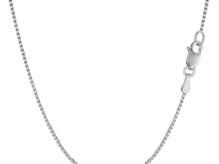 10k White Solid Gold Mirror Box Chain Necklace, 1.0mm Fashion