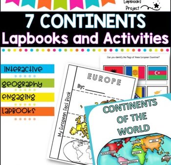 7 Continents of the World- Lapbooks and activities For Sale