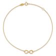 14k Real Solid Gold High Polished Infinity Charm Anklet, 9-10 in Adjustable Discount