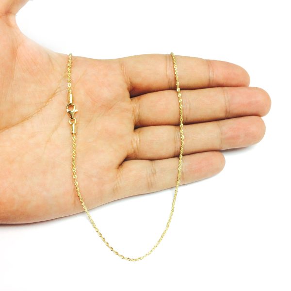 10k Yellow Solid Gold Diamond Cut Rope Chain Necklace, 1.5mm Online