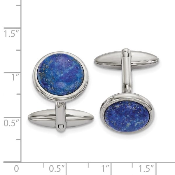 Chisel Stainless Steel Polished Lapis Circle Cufflinks Online Sale