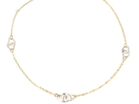 14K Yellow And White Gold Heart Charms Fancy Anklet, 10  For Cheap