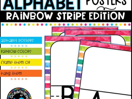 Alphabet Posters -STRIPED RAINBOW PATTERN Online Hot Sale