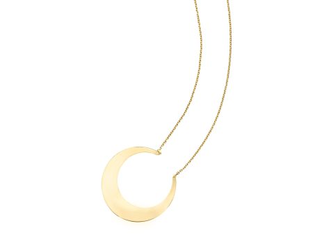 14k Yellow Gold Crescent Moon Pendant Necklace, 18  Hot on Sale