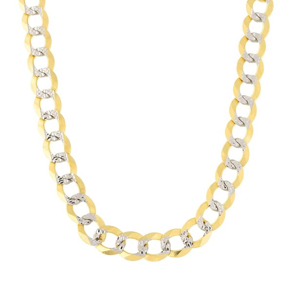 14k 2 Tone Yellow And White Gold Curb Chain Necklace, 7mm Online