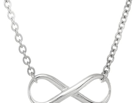 Infinity Sign Link Necklace In Rhodium Plated Sterling Silver - 18 Inches Supply