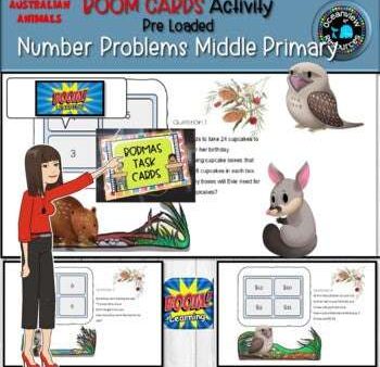 BOOM CARDS- Number Problems-MIDDLE PRIMARY- Aussie animal themed For Sale