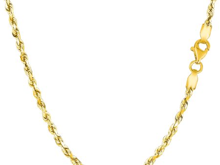 14k Yellow Solid Gold Diamond Cut Rope Chain Necklace, 2.5mm For Discount