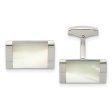 Chisel Stainless Steel Polished Mother of Pearl Rectangle Cufflinks Online Hot Sale