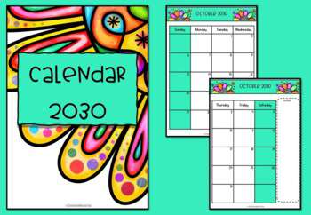 2030 Calendar Editable-January to December Fashion