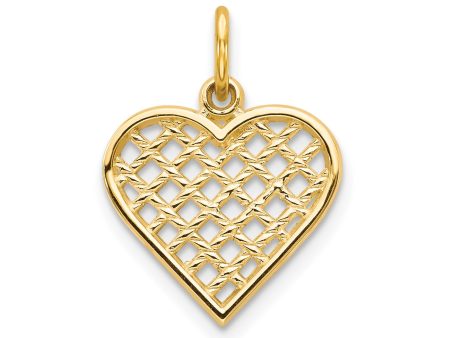 10k Yellow Gold Cross Design Heart Pendant,20x12mm Sale