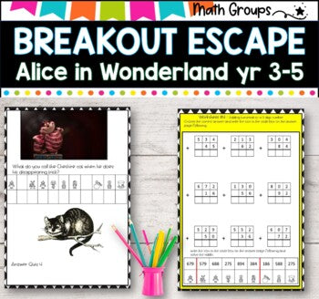 Breakout game I Escape from Wonderland Math Facts I grades 3-5 Sale