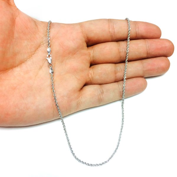 10K White Gold Hollow Rope Chain Necklace, 2mm, 24  Online Hot Sale