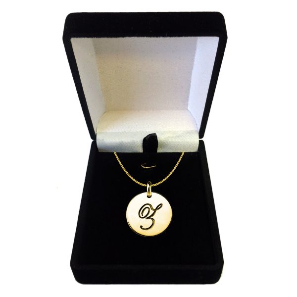 Z  14K Yellow Gold Script Engraved Initial Disk Pendant Online now