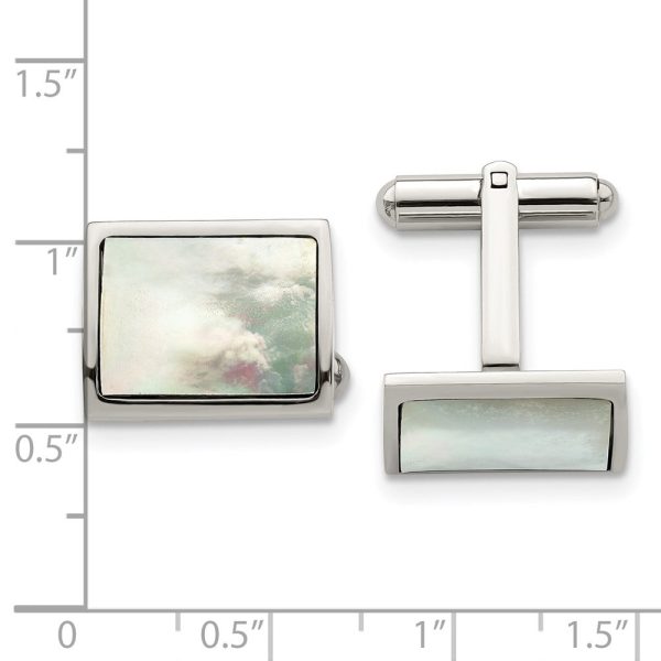 Chisel Stainless Steel Polished Mother Of Pearl Cufflinks Online now