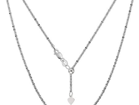 10k White Gold Adjustable Sparkle Link Chain Necklace, 1.5mm, 22  For Cheap