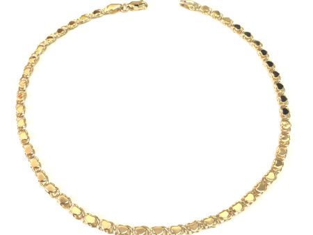 14K Yellow Gold Diamond Cut Hearts Chain Anklet, 10  Supply