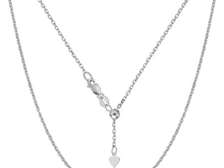 10k White Gold Adjustable Cable Link Chain Necklace, 0.9mm, 22  Cheap