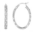 Sterling Silver Diamond Cut Weaved Oval Hoop Earrings, Diameter 30mm Online Hot Sale