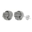 Sterling Silver Rhodium Finish 9mm Twisted Cable Love Knot Earrings Sale