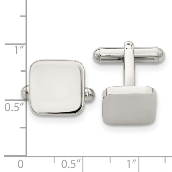 Chisel Stainless Steel Polished Rounded Square Cufflinks For Sale