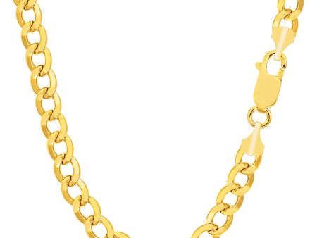 10k Yellow Gold Curb Hollow Chain Necklace, 5.3mm For Sale