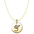 Z  14K Yellow Gold Script Engraved Initial Disk Pendant Online now