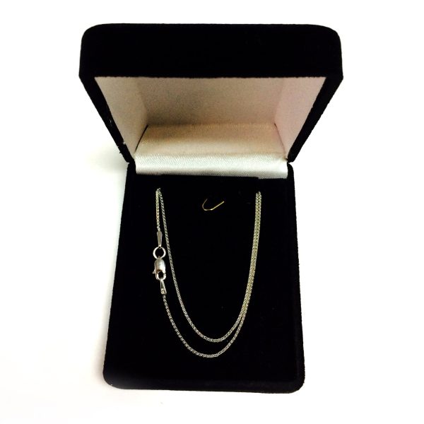 14k White Gold Round Wheat Chain Necklace, 1.0mm Online now