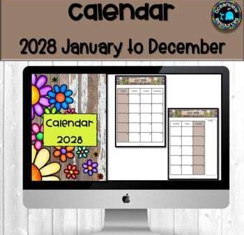 2028 Calendar Editable-January to December Sale