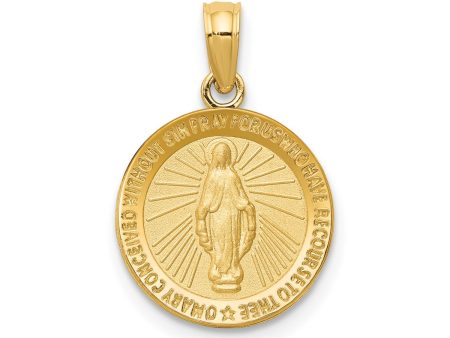 10k Real Solid Yellow Gold Miraculous Mary Charm Pendant, 13mm Fashion