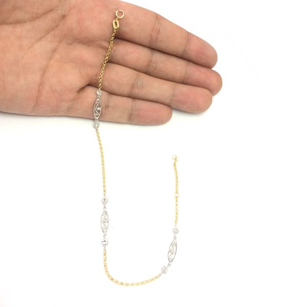 14K Yellow And White Gold Charms Fancy Anklet, 10  For Discount