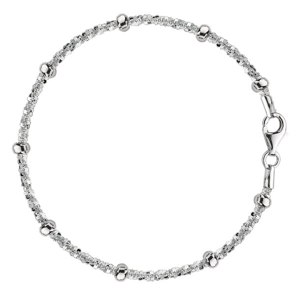 Sparkle Saturn Style Chain Anklet In Sterling Silver For Discount