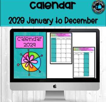 2029 Calendar Editable-January to December Fashion