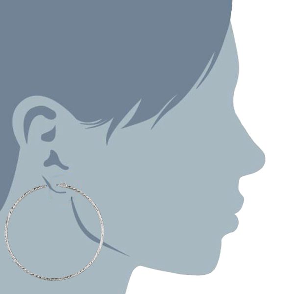 Sterling Silver Rhodium Plated  Round Hoop Earrings Online Sale