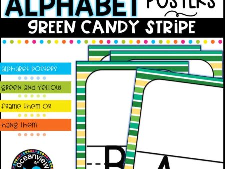 Alphabet Posters -  GREEN CANDY STRIPE For Discount