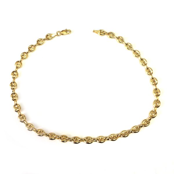 14K Yellow Gold Mariner Chain Anklet Bracelet, 10  Supply