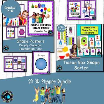 2D Shapes BUNDLE I Worksheets I Shape sorting I Posters Online Sale