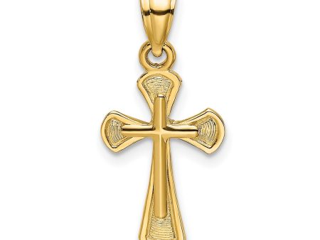 10k Real Yellow Solid Gold Solid Textured Cross Charm Pendant, 20x11mm Online Hot Sale