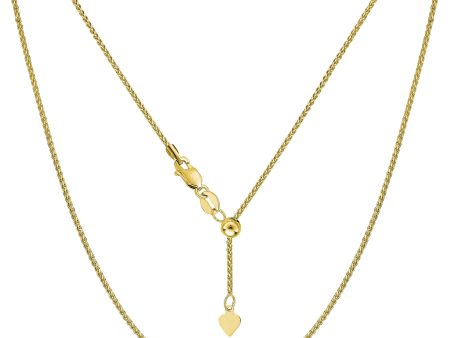 10k Yellow Gold Adjustable Wheat Link Chain Necklace, 1.0mm, 22  Supply