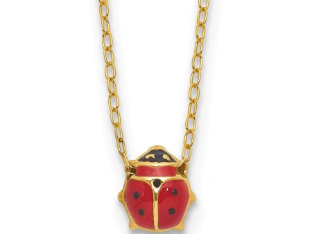 14k Yellow Gold Enameled Ladybug Pendant Necklace, 17 Inches Online Sale